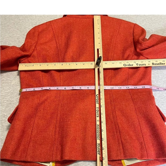 J Crew Blazer WSize 8 Orange 100 %wool Herringbone Bella Jacket Academia vintage - Picture 7 of 10